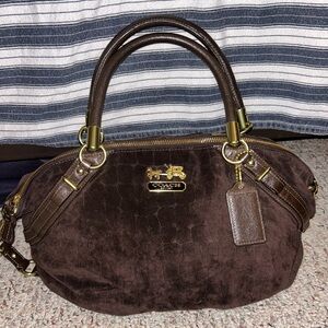 Coach Dark Brown Suede Satchel
